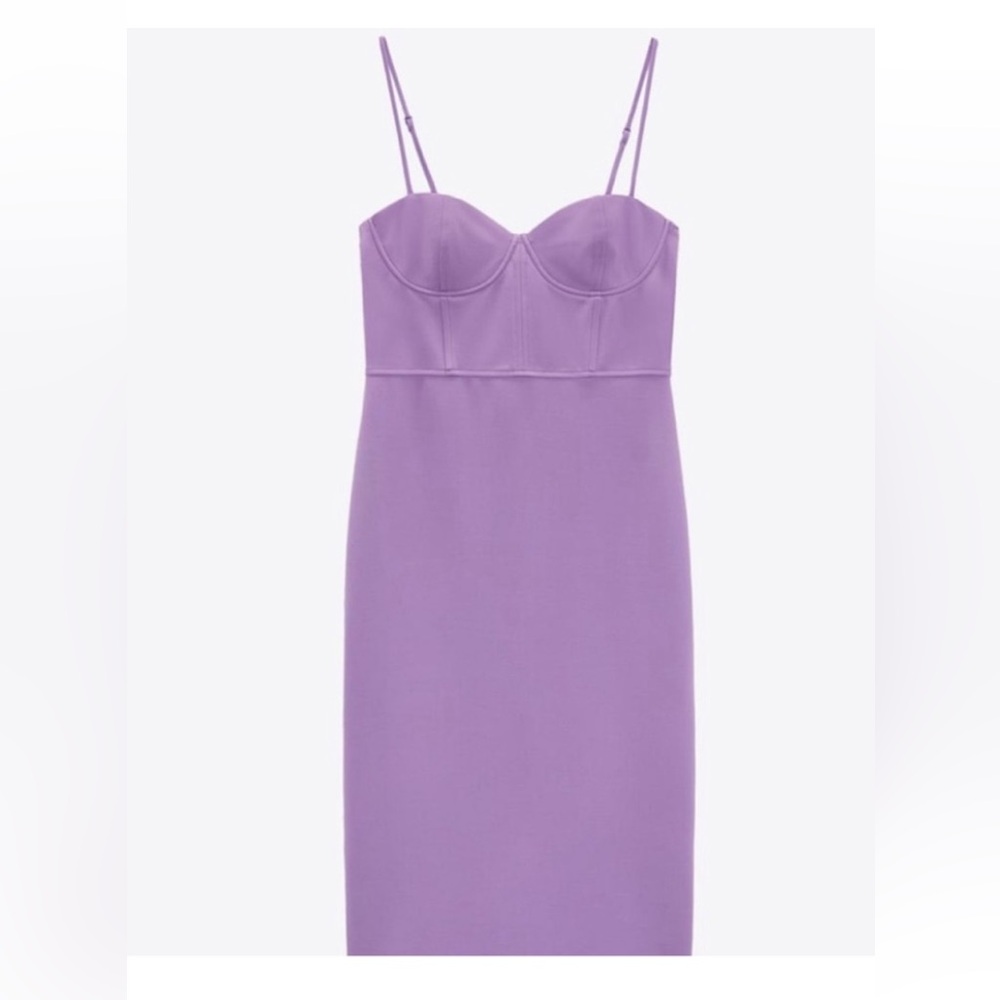 Zara Corset Style Lavender Light Purple Midi Bustier Dress - Picture 3 of 15